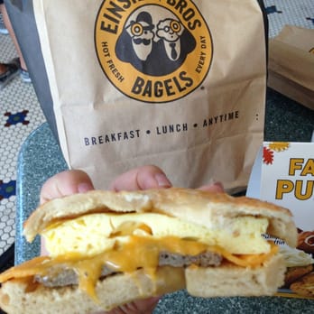 Einstein Bros. Bagels - Turkey sausage and cheddar bagel sandwich - Sandwiches Near Me - Long Beach, California Einstein Bros. Bagels - Turkey sausage and cheddar bagel sandwich - Sandwiches Near Me - Long Beach, California