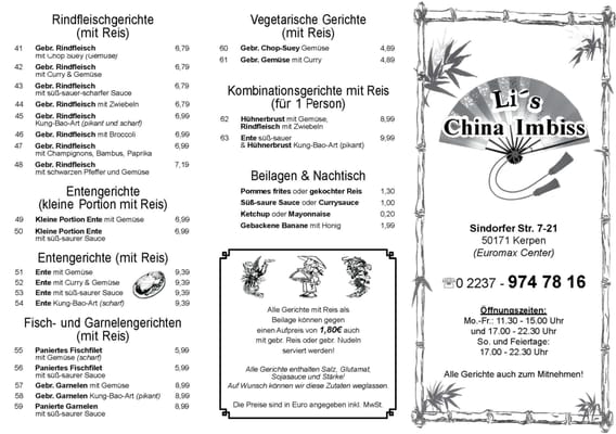Menu photo 7 Li's China Imbiss Kerpen, NW Menu photo 7 Li's China Imbiss Kerpen, NW