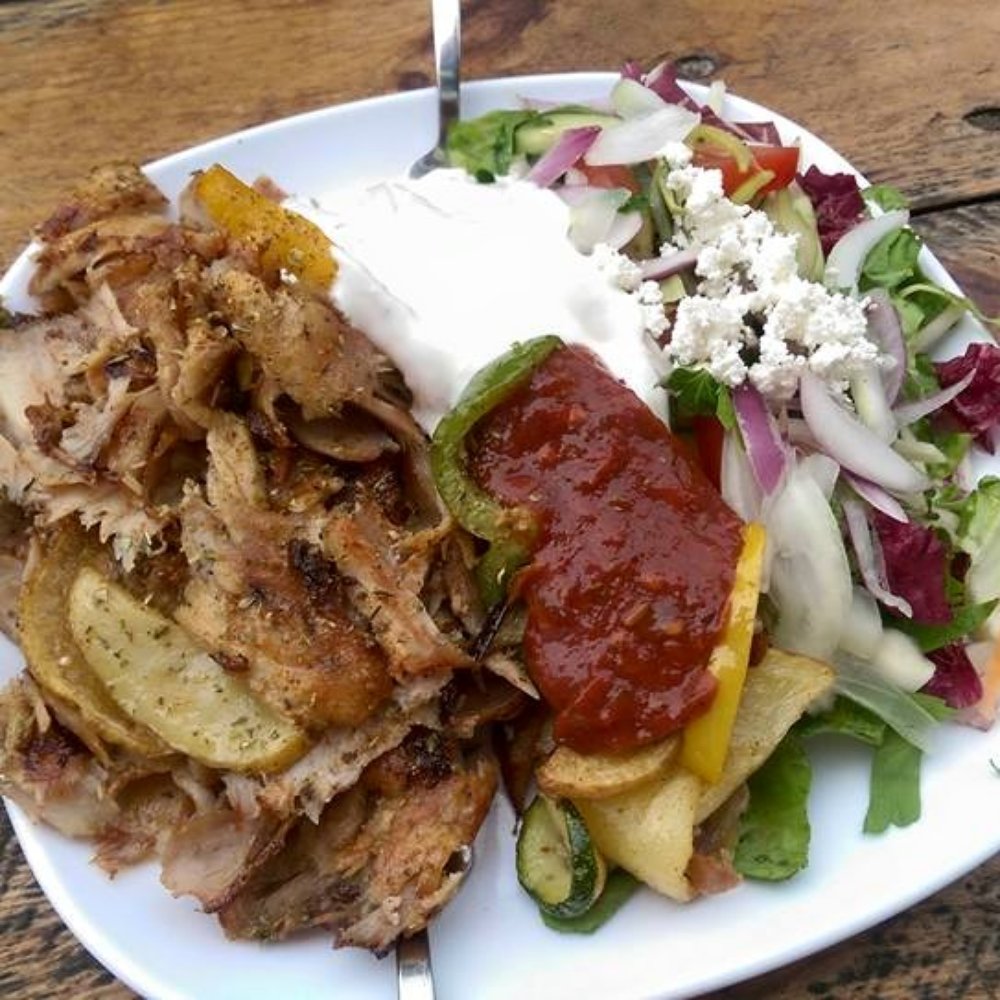 Doner with salad and spicy sauce!