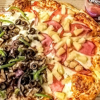 Pizza Guys - 1/2 Hawaiian & veggie. Yelp check-in: spend @least $18, get free pint of ice cream - Pizza Near Me - Pleasanton, California Pizza Guys - 1/2 Hawaiian & veggie. Yelp check-in: spend @least $18, get free pint of ice cream - Pizza Near Me - Pleasanton, California