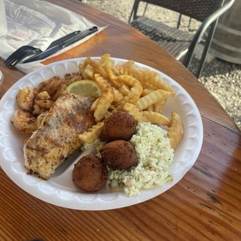 Waterfront Seafood Shack - Blackened snapper and shrimp dinner plate - Seafood Near Me - Calabash, North Carolina Waterfront Seafood Shack - Blackened snapper and shrimp dinner plate - Seafood Near Me - Calabash, North Carolina