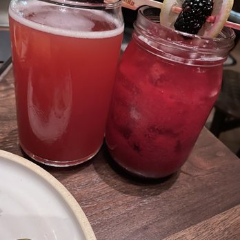 Yardbird - Left to right: Flying Dog Fruit Punch Sour and Blackberry Bourbon Lemonade - New American Near Me - Washington, DC, District of Columbia Yardbird - Left to right: Flying Dog Fruit Punch Sour and Blackberry Bourbon Lemonade - New American Near Me - Washington, DC, District of Columbia