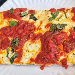 Franks Trattoria Pizza Restaurant - 7-29-25. Margherita Sicilian slice.  Excellent!