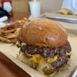 MOOYAH Burgers, Fries & Shakes - Cheddar Bacon Burger - double patty