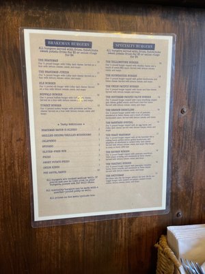 Menu photo 2 The Brakeman American Grill Victor, ID Menu photo 2 The Brakeman American Grill Victor, ID