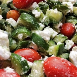 Bonjour Atlanta Tutoring Café - Feta salad, with cucumbers and tomatoes