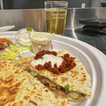 Heartwork Brewing - Carnitas Quesadilla from Pili's Party Taco food truck - Breweries Near Me - Bloomington, Indiana