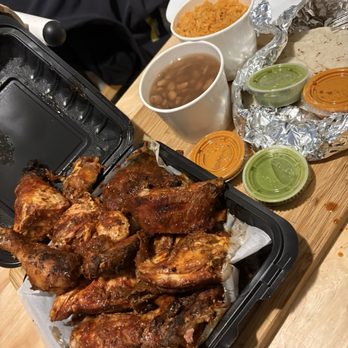 Jose's Pollos Estilo Acapulco - 1/2 Medio Pollo y Media Costilla / Half Chicken and Half Rib. Ribs hiding under the chicken - Mexican Near Me - San Diego, California
