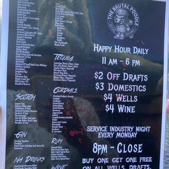 The Brutal Poodle - Happy Hour menu - Bars Near Me - Denver, Colorado The Brutal Poodle - Happy Hour menu - Bars Near Me - Denver, Colorado