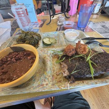 Good Hot Fish - Blackened Mullet , stewed greens, peas, hush puppies, house pickles and awesome tartar sauce. - Fish & Chips Near Me - Asheville, North Carolina