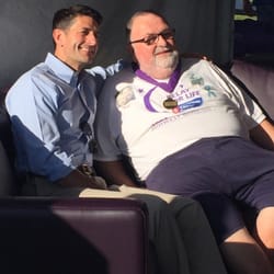 University of Wisconsin - Parkside - Speaker Ryan hanging out with a cancer survivor on the #Steinhafels #purplecouch