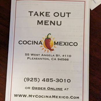 Cocina Mexico - Take Out Menu March 2024 - Mexican Near Me - Pleasanton, California