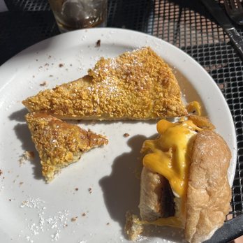 Alo Cafe - 1/3 of crunchy french toast and 1/3 of bacon breakfast sandwich - Breakfast & Brunch Near Me - Scottsdale, Arizona Alo Cafe - 1/3 of crunchy french toast and 1/3 of bacon breakfast sandwich - Breakfast & Brunch Near Me - Scottsdale, Arizona