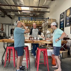 California Distilled Spirits - View of the distillery and us enjoying a taste with the owner.