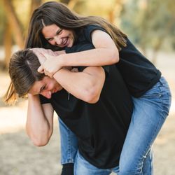 Fits and Stops Photography - Typical sibling wrestling - attacking her brother