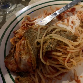 Pappagallo's Pizza - Uncooked eggplant parmigiana. Perhaps broiled a bit, but the breading was uncooked. - Pizza Near Me - Satellite Beach, Florida Pappagallo's Pizza - Uncooked eggplant parmigiana. Perhaps broiled a bit, but the breading was uncooked. - Pizza Near Me - Satellite Beach, Florida