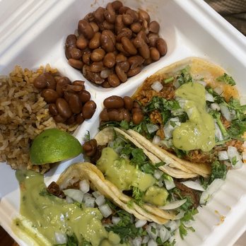 Viva Vegan Diner - Taco Trio (choose three different proteins) - Mexican Near Me - Upland, California Viva Vegan Diner - Taco Trio (choose three different proteins) - Mexican Near Me - Upland, California