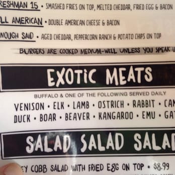 Twisted Root Burger - Exotic meats galore - Burgers Near Me - Dallas, Texas Twisted Root Burger - Exotic meats galore - Burgers Near Me - Dallas, Texas