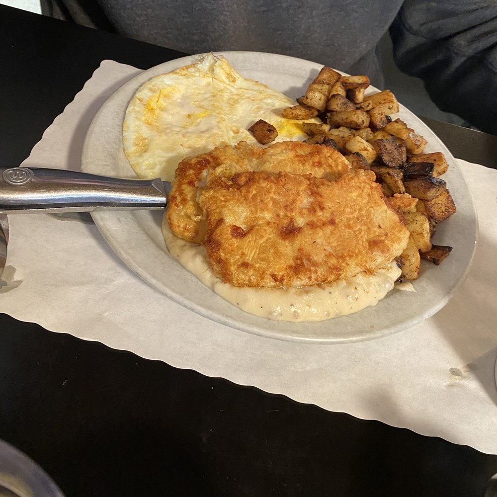 Woods Creek Cafe - Menu item, the fried pork chop with eggs and ranch potatoes! Delicious - Breakfast & Brunch Near Me - Jamestown, California Woods Creek Cafe - Menu item, the fried pork chop with eggs and ranch potatoes! Delicious - Breakfast & Brunch Near Me - Jamestown, California