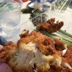 I have never seen yellow breading. Like that in a chicken wing.