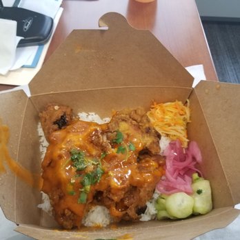 Ekiben - Asian inspired curry fried chicken over jasmine rice with pickled veggies. - Asian Fusion Near Me - Baltimore, Maryland Ekiben - Asian inspired curry fried chicken over jasmine rice with pickled veggies. - Asian Fusion Near Me - Baltimore, Maryland