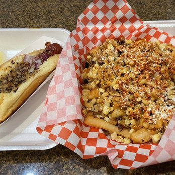 Yelp Elite Week With Blacktop Grill - Hawaiian hot dog and loaded Elote fries. - Local Flavor Near Me - Tucson, Arizona Yelp Elite Week With Blacktop Grill - Hawaiian hot dog and loaded Elote fries. - Local Flavor Near Me - Tucson, Arizona