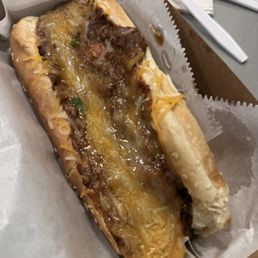 Chili dog just chili and cheese Chili dog just chili and cheese