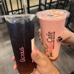 Tealicious Cafe - Island cooler passion fruit and strawberry blend with strawberry pop