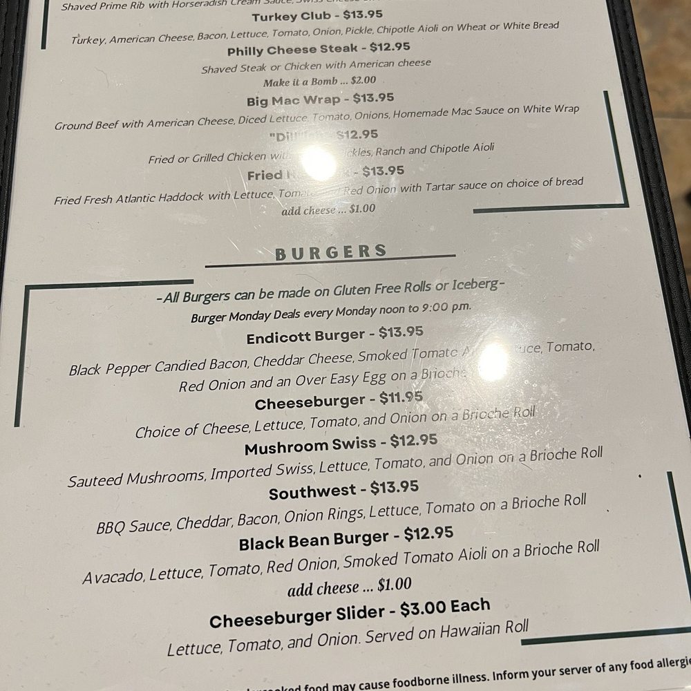 Endicott Grille - Menu 1 - New American Near Me - Danvers, Massachusetts