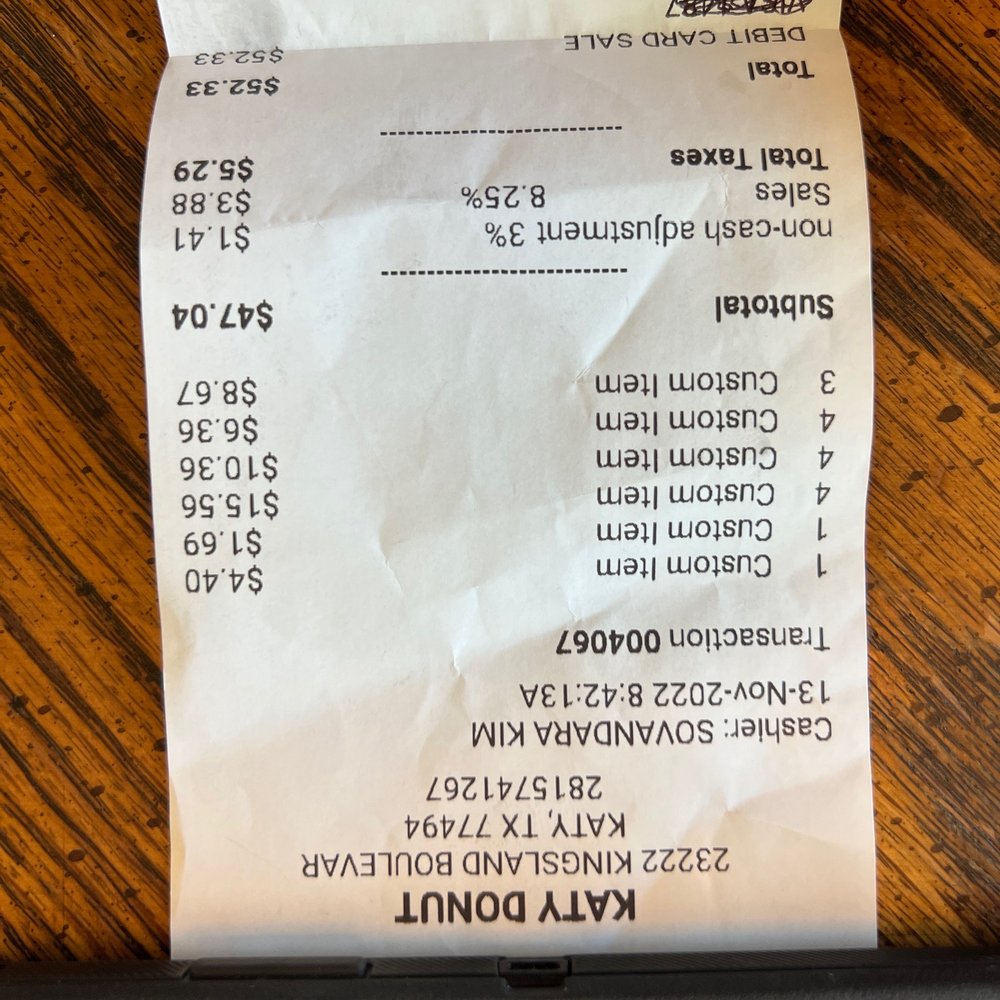 Katy Donuts - Receipt - Donuts Near Me - Katy, Texas Katy Donuts - Receipt - Donuts Near Me - Katy, Texas