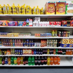 El Maguey Latino Market - Shelf along the back wall of store.