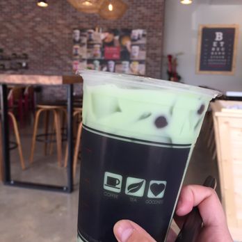 7 Leaves Cafe - Mung bean milk tea (regular size) + honey boba - Coffee & Tea Near Me - Houston, Texas