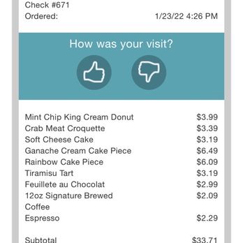 Paris Baguette - The full order receipt. - Bakeries Near Me - Edison, New Jersey Paris Baguette - The full order receipt. - Bakeries Near Me - Edison, New Jersey