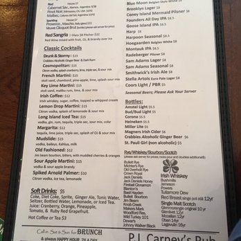 PJ Carneys - Lunch menu. 3/27/2018 - Pubs Near Me - New York, New York PJ Carneys - Lunch menu. 3/27/2018 - Pubs Near Me - New York, New York