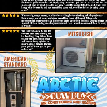 Arctic Cowboy Air Conditioning and Heating - 5-Star Service Everytime! Upgrade or service your AC today with a company that treats everyone like family! - Heating & Air Conditioning/HVAC Near Me - Tucson, Arizona Arctic Cowboy Air Conditioning and Heating - 5-Star Service Everytime! Upgrade or service your AC today with a company that treats everyone like family! - Heating & Air Conditioning/HVAC Near Me - Tucson, Arizona