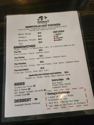 Menu photo 7 Timmy's Hot Chicken Winston-Salem, NC