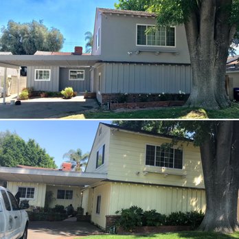 Fern's Painting - Ugly, old yellow before pic and clean, beautiful Castlerock gray in the after pic! - Painters Near Me