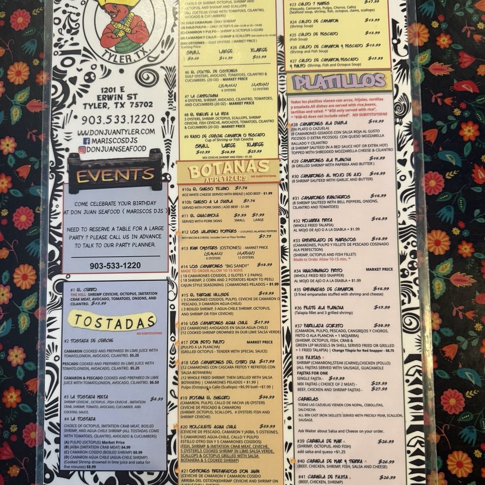 Marisco's Dj's - Don Juan Seafood - here is the current menu! - Seafood Near Me - Tyler, Texas Marisco's Dj's - Don Juan Seafood - here is the current menu! - Seafood Near Me - Tyler, Texas