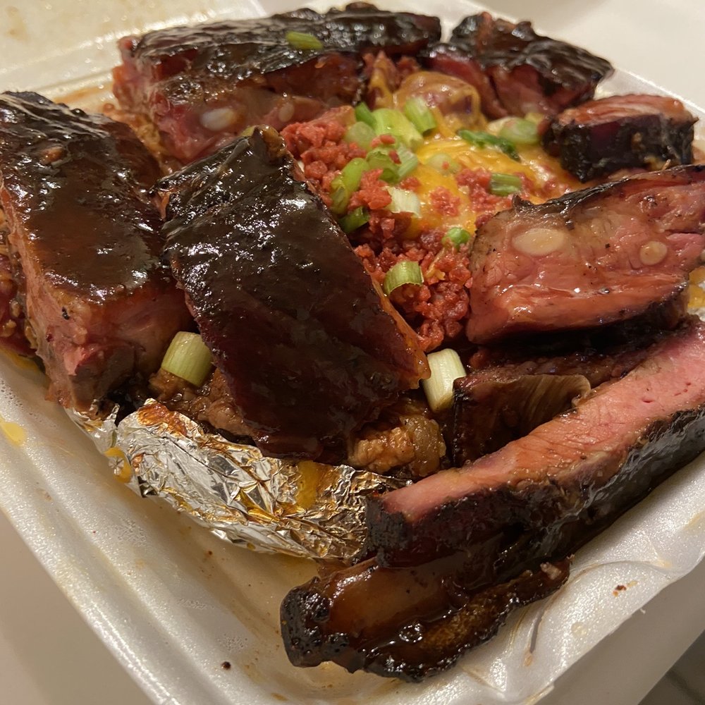 Kooly's BBQ - Rib, sausage and brisket knockout. You can't finish this in one sitting. - Barbeque Near Me - Dallas, Texas