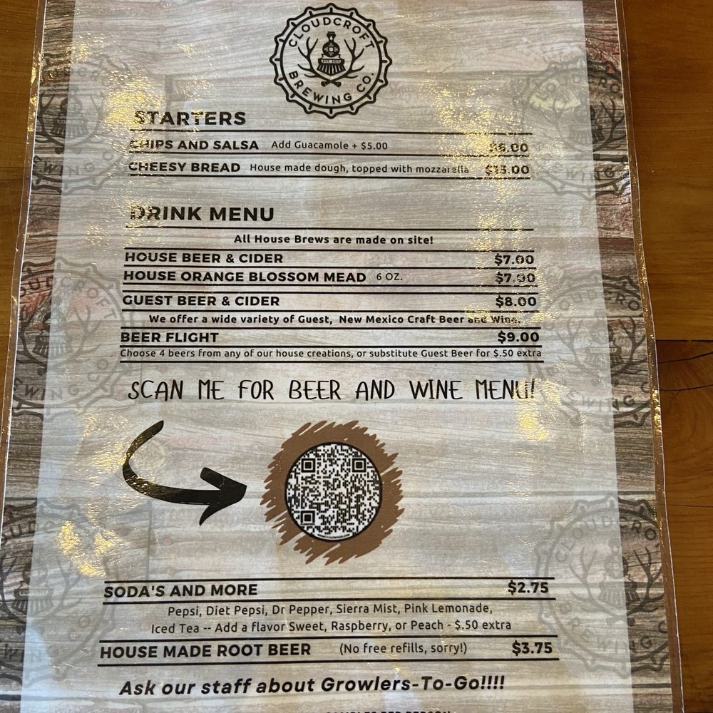 Cloudcroft Brewing Company - Menu March 2025 - Pizza Near Me - Cloudcroft, New Mexico Cloudcroft Brewing Company - Menu March 2025 - Pizza Near Me - Cloudcroft, New Mexico