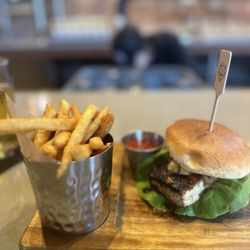 New Realm Brewing - Blackened fish sandwich with fries - so good!