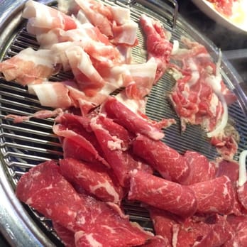 Mr BBQ - The meat is very good quality! Thinly sliced pork belly, beef brisket, beef belly - Korean Near Me - Fullerton, California