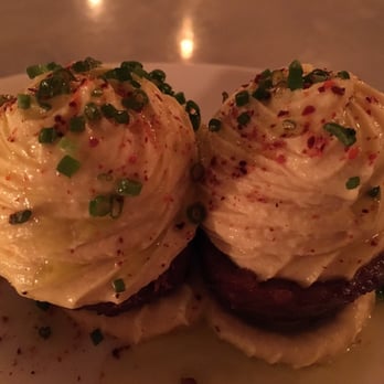 Mateo - Huevo Diablo Pintxo - Spanish Deviled Egg, Chorizo - Tapas Bars Near Me - Durham, North Carolina Mateo - Huevo Diablo Pintxo - Spanish Deviled Egg, Chorizo - Tapas Bars Near Me - Durham, North Carolina