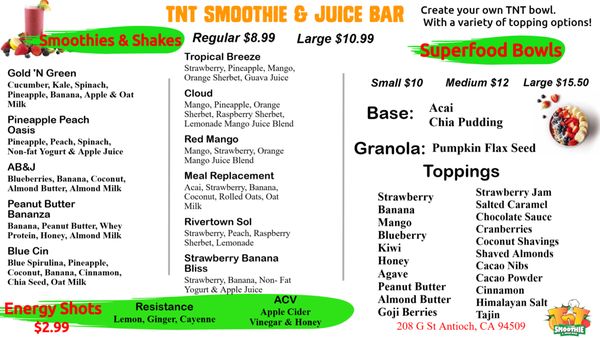 Menu photo 3 TNT Smoothie & Juice Bar Antioch, CA Menu photo 3 TNT Smoothie & Juice Bar Antioch, CA