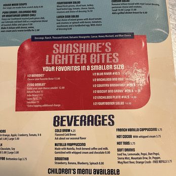Sunshine Café - Menu - Breakfast & Brunch Near Me - Silverthorne, Colorado Sunshine Café - Menu - Breakfast & Brunch Near Me - Silverthorne, Colorado