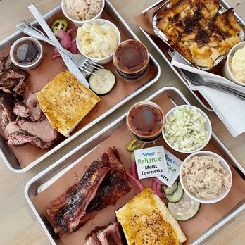 Wagon Wheel BBQ - Top: pulled pork, tri tip with Mac n cheese and potato salad. Bottom: pork ribs, brisket with potato salad and coleslaw - Barbeque Near Me - Mountain View, California Wagon Wheel BBQ - Top: pulled pork, tri tip with Mac n cheese and potato salad. Bottom: pork ribs, brisket with potato salad and coleslaw - Barbeque Near Me - Mountain View, California