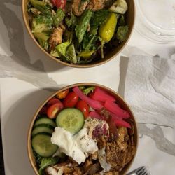 Crave - Grilled Chicken Shawerma Bowl and Chicken Greek Bowl (half of it)