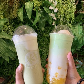 Ki Cafe - Left: Matcha Salt Right: Melona Ice with mango stars - Desserts Near Me - Burnaby, British Columbia Ki Cafe - Left: Matcha Salt Right: Melona Ice with mango stars - Desserts Near Me - Burnaby, British Columbia
