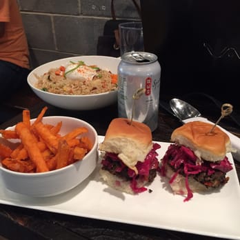 Paper Co Cafe - Lunch: veggie sliders and sweet potato fries (delicious!), fried rice with egg - Coffee & Tea Near Me - Houston, Texas Paper Co Cafe - Lunch: veggie sliders and sweet potato fries (delicious!), fried rice with egg - Coffee & Tea Near Me - Houston, Texas