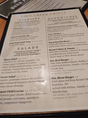 Menu photo 3 Sage Creek Grille Custer, SD